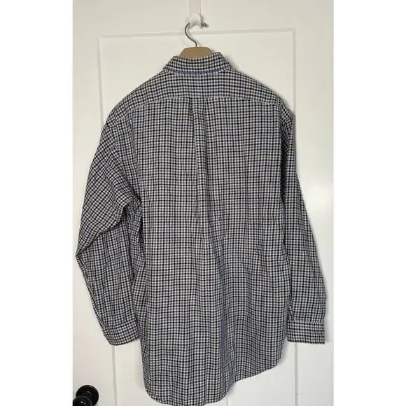 Ralph Lauren Blake Flannel Button Down 100% Cotton Size LARGE Blue Black White - Picture 2 of 8